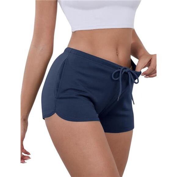 Women Comfy Workout Athletic Dolphin Shorts Navy Blue - Picture 1 of 6